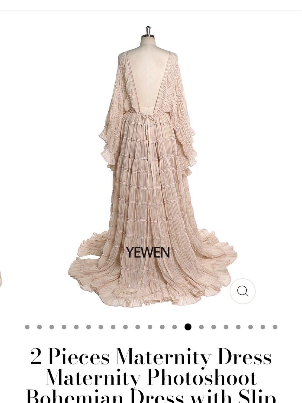 YEWEN Maternity Bohemian Maternity or Wedding Dress in Blush Fits Size S-L - Picture 2 of 16